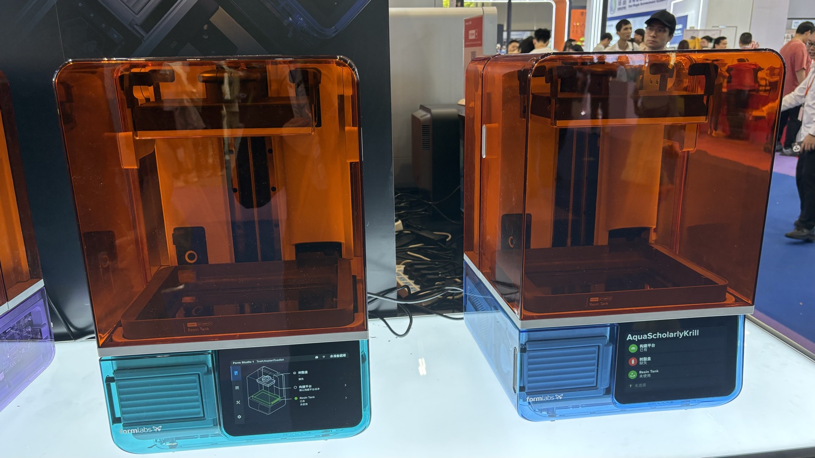 Form Studio 1 at the TCT Shenzhen booth — the $699 printer with its Wash+Cure station and resin lineup